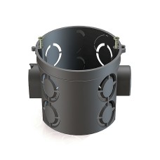 Коробка установочная D68x62мм для скрытого монтажа в кирпичных стенах (с саморезами) черная