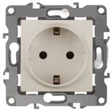 Розетка 2P+E Schuko, 16A-250В, винт, б.л., Эра12, слоновая кость