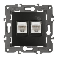 Розетка 2хRJ45, Эра Elegance, антрацит