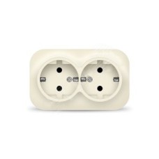 Розетка двухместная серия IONICH, с/з, о/у, 16А, 220В, слоновая кость (ivory)