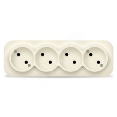 Розетка четырехместная серия IONICH, б/з, о/у, 16А, 220В, слоновая кость (ivory) 