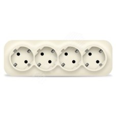 Розетка четырехместная серия IONICH, с/з, о/у, 16А, 220В, слоновая кость (ivory)