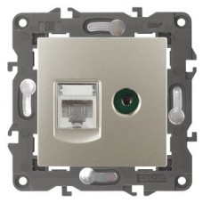 Розетка RJ45+TV, Эра Elegance, шампань