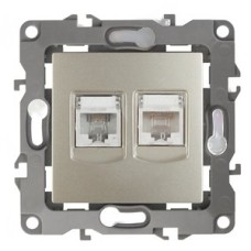 Розетка комбинированная RJ45+RJ11, Эра12, шампань