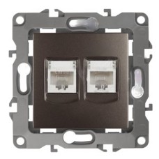 Розетка информационная двойная 2XRJ45, Эра12, бронза