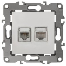 Розетка комбинированная RJ45+RJ11, Эра12, слоновая кость