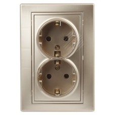 Розетка 2X2P+E Schuko, 16А-250В, СУ, Plano, шампань