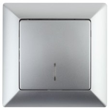 Выключатель с подсветкой, 10А-250В, СУ, Solo, алюминий,4-102-03