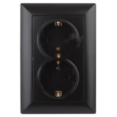 Розетка 2X2P+E Schuko, 16А-250В, СУ, Solo, антрацит