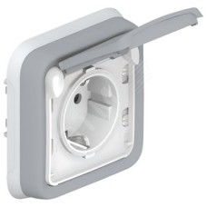 Plexo Розетка с заземлением IP55 серая 