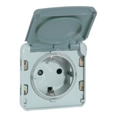PLEXO Розетка с заземлением серая IP55