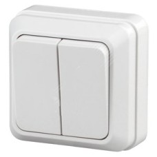 Выключатель двойной, 10А-250В, ОУ, Quadro, белый,2-104-01