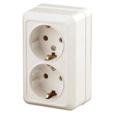Розетка 2х2P+E Schuko, 16А-250В, ОУ, Quadro, сл.кость