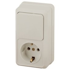 Блок розетка+выкл. верт. 10(16)А-250В, ОУ, Quadro, сл.кость