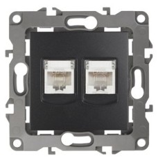 Розетка информационная двойная 2XRJ45, Эра12, антрацит