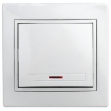 Выключатель с подсветкой, 10А-250В, СУ, Plano, белый,1-102-01