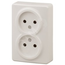 Розетка 2х2P, 16A-250В, ОУ, Эра Эксперт, сл.кость
