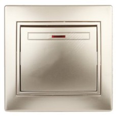 Выключатель с подсветкой, 10А-250В, СУ, Plano, шампань,1-102-04