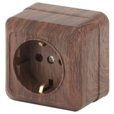 Розетка 2P+E Schuko, 16А-250В, ОУ, Quadro, венге