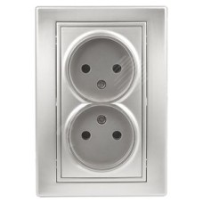 Розетка 2х2P, 16А-250В, СУ, Plano, алюминий