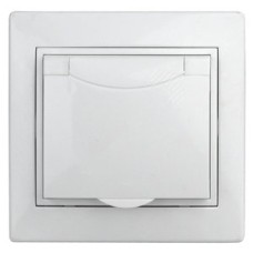 Розетка 2P+E Schuko с крышкой, 16А-250В, СУ, Plano, белый