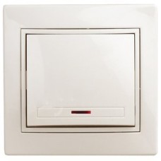 Выключатель с подсветкой, 10А-250В, СУ, Plano, сл.кость,1-102-02