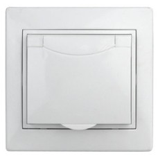 Розетка 2P+E Schuko с крышкой со шторками, 16А-250В, СУ, Plano, белый