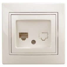 Розетка телефонная RJ11, СУ, Plano, сл.кость