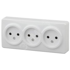 Розетка 3х2P, 16A-250В, ОУ, Эра Эксперт, белый