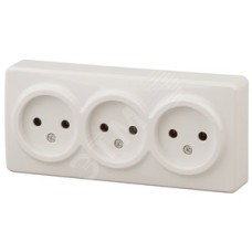 Розетка 3х2P, 16A-250В, ОУ, Эра Эксперт, сл.кость