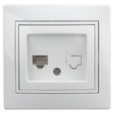 Розетка информационная RJ45, СУ, Plano, белый