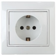 Розетка 2P+E Schuko, 16А-250В, СУ, Plano, белый