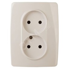 Розетка 2X2P, 16A-250В, винт, Эра12, слоновая кость