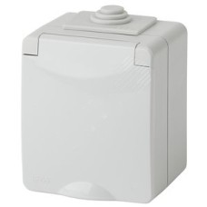 Розетка 2P+E IP65, 16A-250В, ОУ, Эра Эксперт, серый