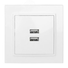 Минск Розетка USB 2-местная СП 2,1А белая
