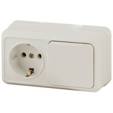 Блок розетка+выкл. гориз. 10(16)А-250В, ОУ, Quadro, сл.кость