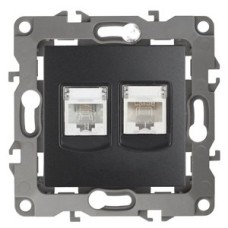 Розетка комбинированная RJ45+RJ11, Эра12, антрацит