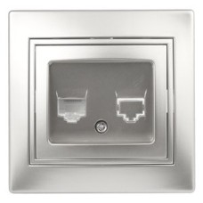 Розетка информационная RJ45, СУ, Plano, алюминий