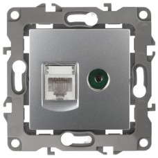 Розетка комбинированная RJ45+TV, Эра12, алюминий