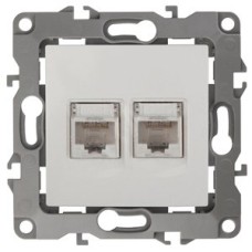 Розетка информационная двойная 2XRJ45, Эра12, слоновая кость