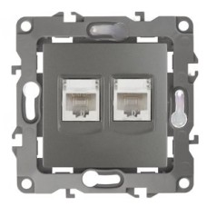 Розетка информационная двойная 2XRJ45, Эра12, графит
