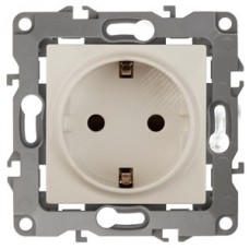 Розетка 2P+E Schuko, 16A-250В, Эра12, слоновая кость