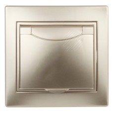 Розетка 2P+E Schuko с крышкой, 16А-250В, СУ, Plano, шампань