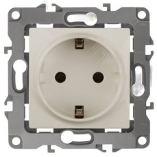 Розетка 2P+E Schuko, 16A-250В, винт, Эра12, слоновая кость