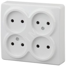 Розетка 4х2P, 16A-250В, ОУ, Эра Эксперт, белый