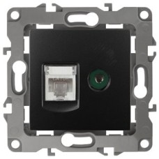 Розетка комбинированная RJ45+TV, Эра12, антрацит