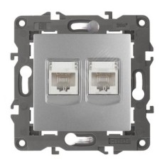 Розетка 2хRJ45, Эра Elegance, алюминий