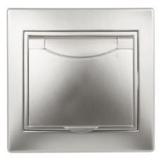 Розетка 2P+E Schuko с крышкой, 16А-250В, СУ, Plano, алюминий