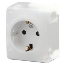 Розетка 2P+E Schuko со шторками, 16A-250В, ОУ, Эра Эксперт, белый