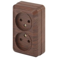 Розетка 2х2P, 16А-250В, ОУ, Quadro, венге